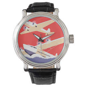 Airplane Flying Vintage WPA Colourful Watch