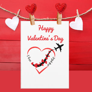 Airplane flying with hearts string,simple, modern  card