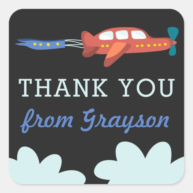 Airplane Fun Personalized Thank You Stickers (Front)
