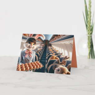 Airplane Funny Bunny Happy Easter Card