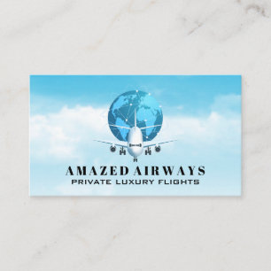 Airplane Global Planet Clouds Sky Business Card