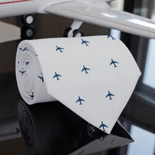 Airplane Grey Tie with Planes Pattern