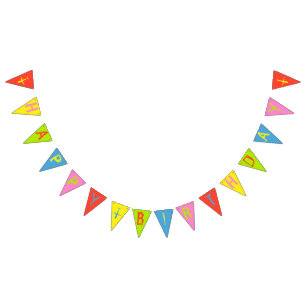Airplane Happy Birthday Bright Colours Party Bunting Flags