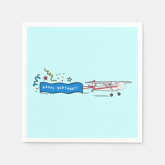 Airplane Happy Birthday Napkin (Front)