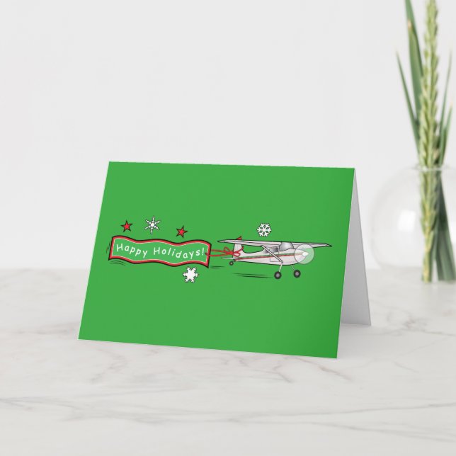 Airplane Happy Holidays Christmas Holiday Card (Front)