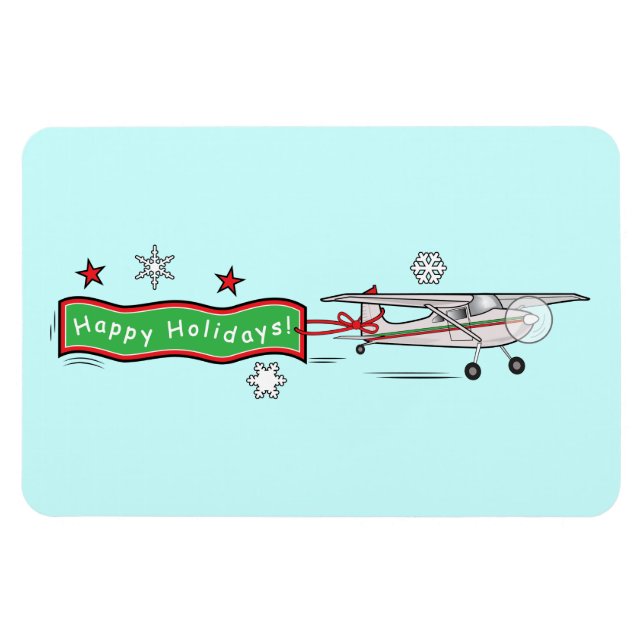 Airplane Happy Holidays Christmas Magnet (Horizontal)