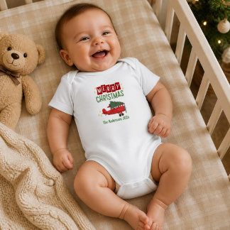 Airplane Hauls Tree Funny Family Christmas Custom Baby Bodysuit