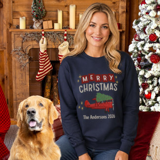 Airplane Hauls Tree Funny Family Christmas Custom Sweatshirt