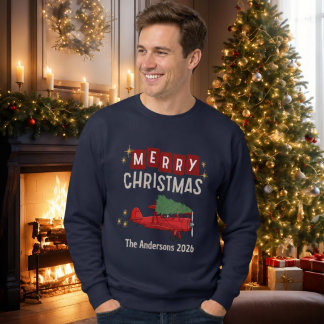 Airplane Hauls Tree Funny Family Christmas Custom Sweatshirt