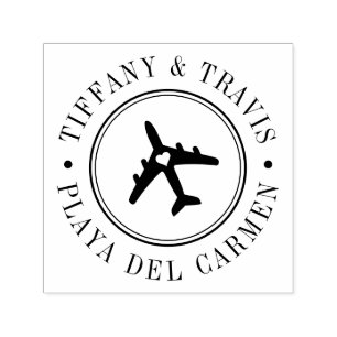 Airplane Heart Destination Passport Style Stamp