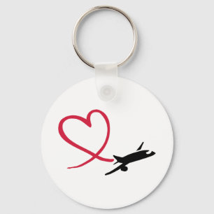 Airplane heart love keychain