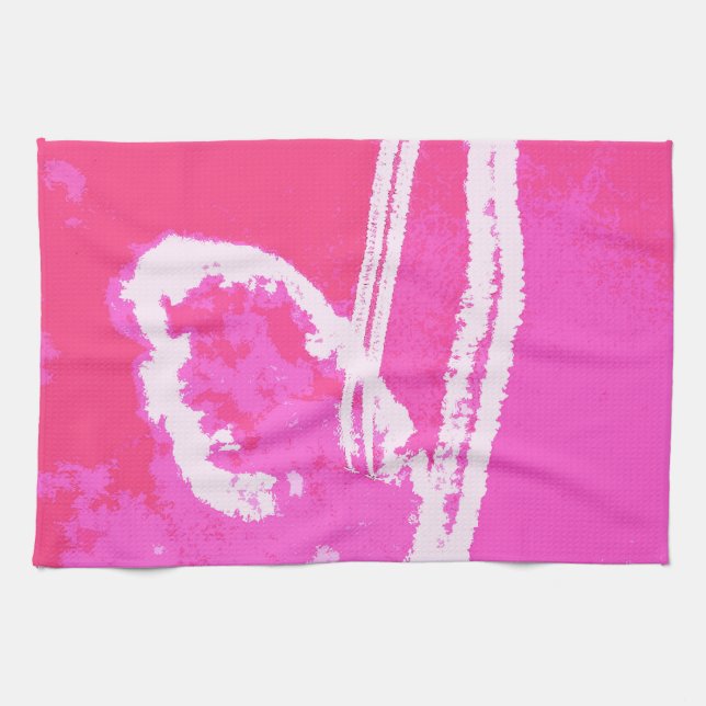 Airplane Heart Pink  Kitchen Towel (Horizontal)