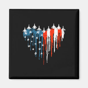Airplane Heart Red White Blue American Flag 4th Of Magnet