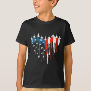 Airplane Heart Red White Blue American Flag 4th Of T-Shirt