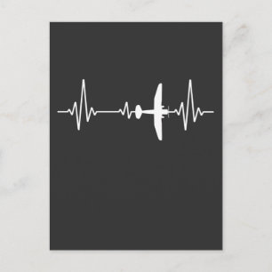 Airplane Heartbeat Cool Pilot Aviation Plane Postcard