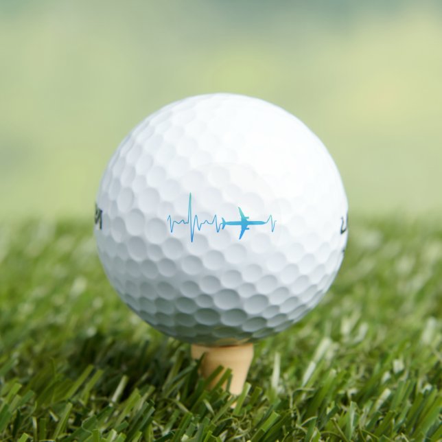 Airplane Heartbeat Retro Pilot Vintage Frequency Golf Balls (Insitu Tee)