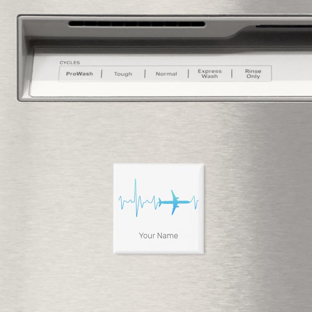 Airplane Heartbeat Retro Pilot Vintage Frequency Magnet (In Situ (Dishwasher))