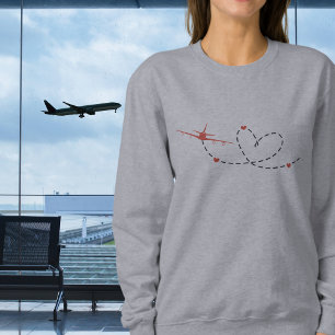 Airplane & Hearts minimalist Aviation Travel Sweatshirt
