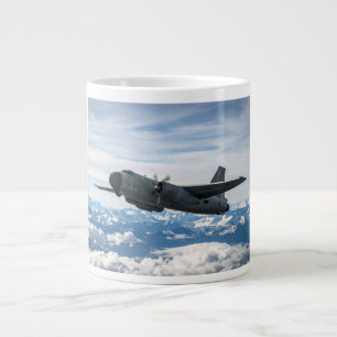 Airplane in sky large coffee mug