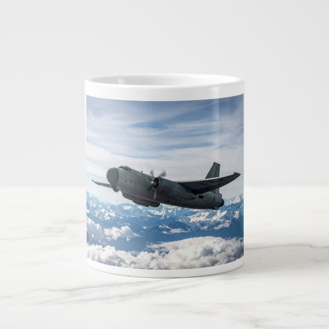 Airplane in sky large coffee mug (Front)