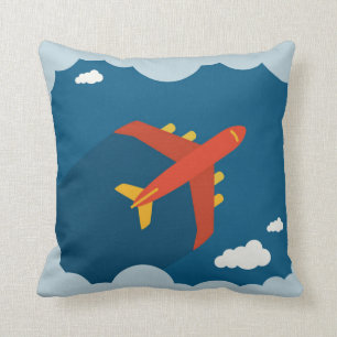 Airplane in the Blue Sky Children's Nursery Pilot Throw Pillow