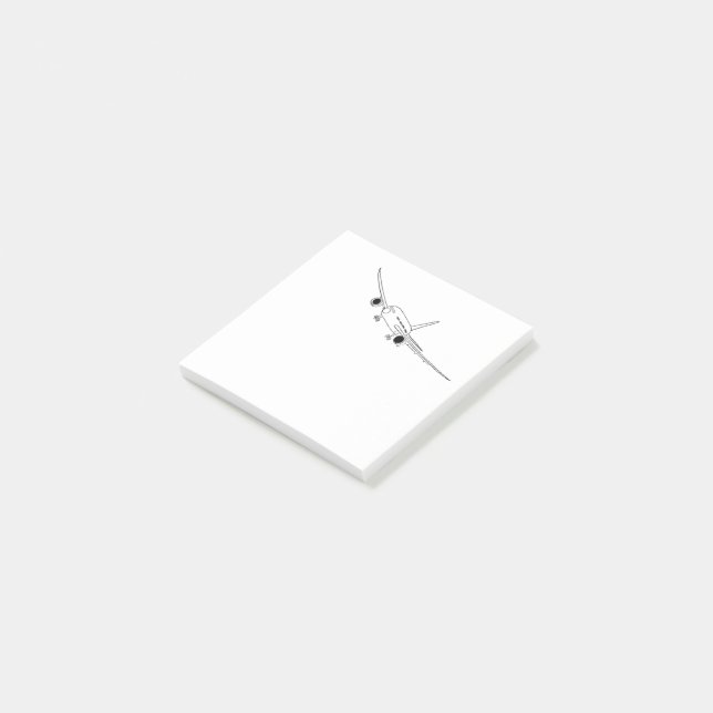 Airplane inked illustration post-it notes (Angled)