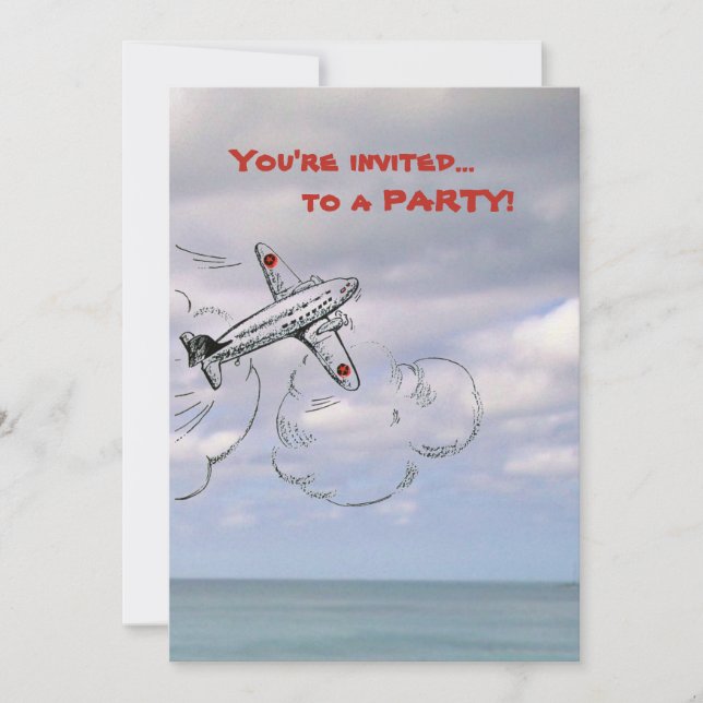 Airplane Invitation | Jet in the Clouds (Front)