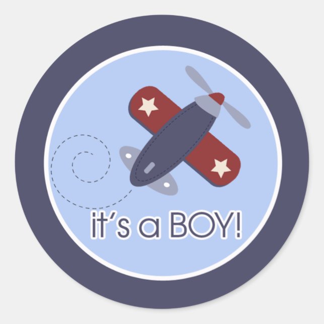 Airplane It's a BOY Envelope Seals (Front)