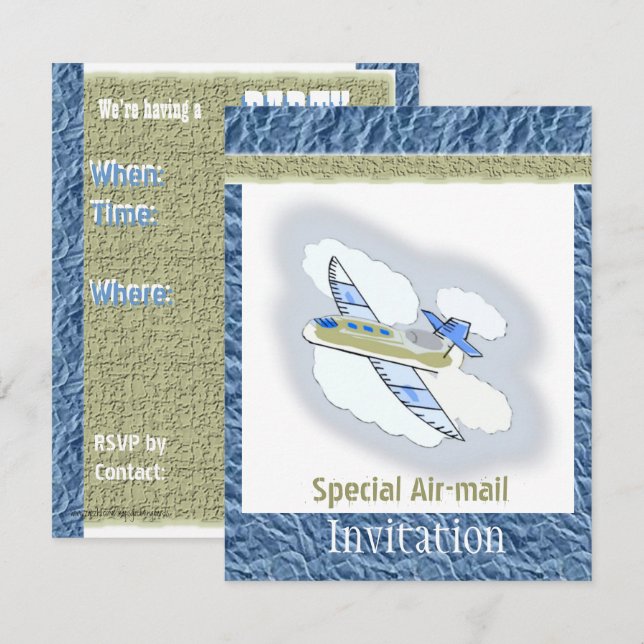 Airplane Jetplane Party Invitation (Front/Back)