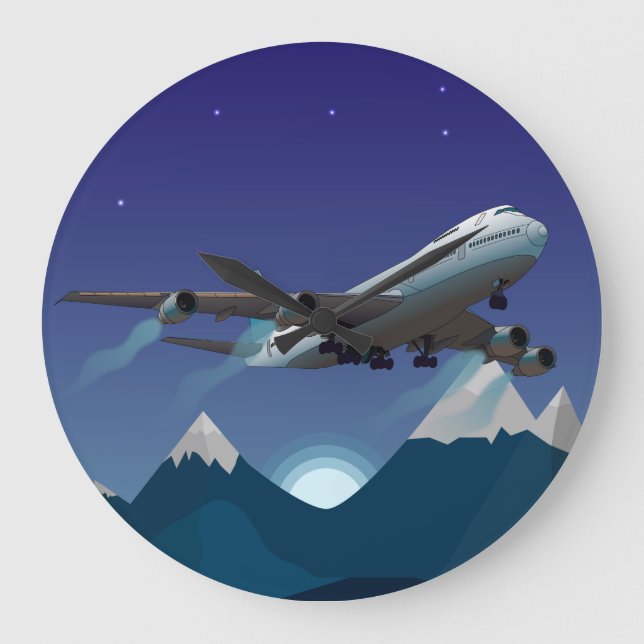 Airplane. Jumbo jet. Large Clock (Front)