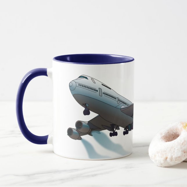 Airplane. Jumbo jet. Mug (With Donut)
