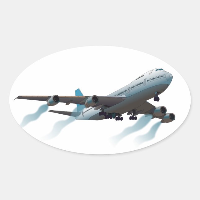Airplane. Jumbo jet. Oval Sticker (Front)