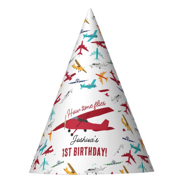 Airplane Kids 1st Birthday Party Time Flies Hat (Front)