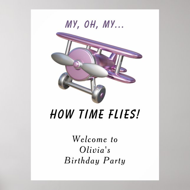 Airplane Kids Birthday Poster (Front)