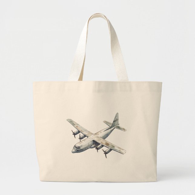 Airplane Large Tote Bag (Front)
