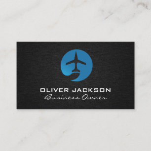 Airplane Logo Linen Background Business Card
