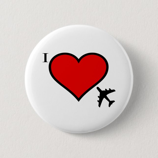Airplane Love 2 Inch Round Button (Front)
