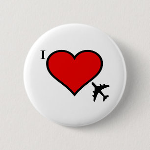Airplane Love 2 Inch Round Button
