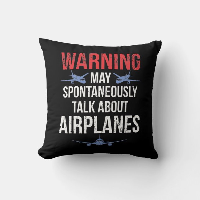 Airplane Lover Cool Pilot Aviation Plane Fan Throw Pillow (Front)
