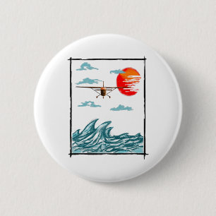 Airplane Lover Present Airplane Over Waves 2 Inch Round Button