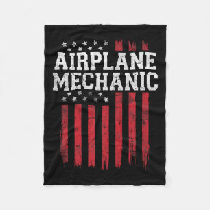 Airplane Mechanic American Flag Usa Patriot Patrio Fleece Blanket