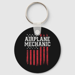 Airplane Mechanic American Flag Usa Patriot Patrio Keychain