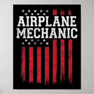 Airplane Mechanic American Flag Usa Patriot Patrio Poster