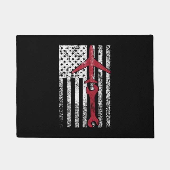 Airplane Mechanic Shirt Aviation Technician Gift Doormat (Front)