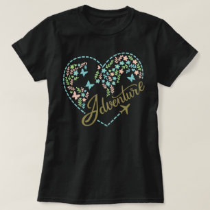Airplane Mode Adventure Heart Graphic for Women  T-Shirt