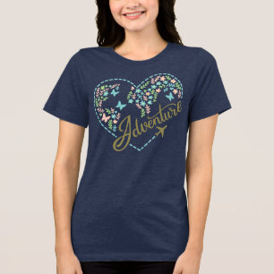 Airplane Mode Adventure Heart Graphic for Women  Tri-Blend Shirt