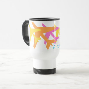 Airplane Mode Fly Colourful Custom Text Travel Mug
