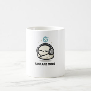 Airplane Mode On - Cute Tired Character Headphones Coffee Mug