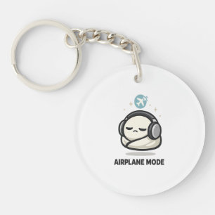 Airplane Mode On - Cute Tired Character Headphones Keychain
