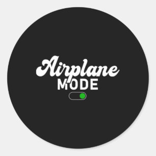 Airplane Mode On Funny Vacation Summer  Classic Round Sticker